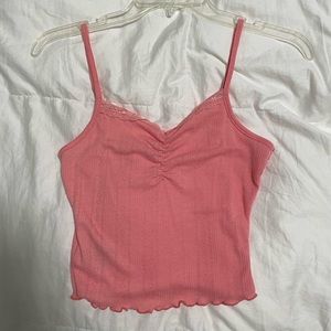 PINK BCBG next generation spaghetti crop tank top coral